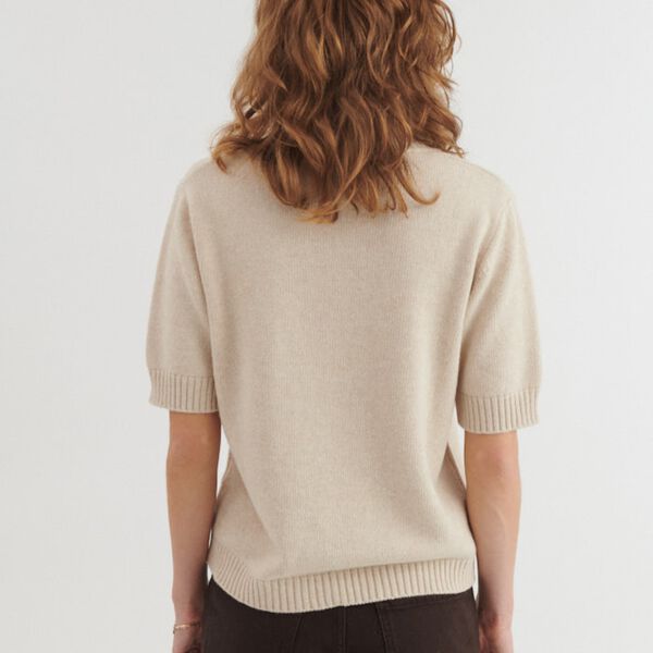 Cady SS O-neck, beige mel., Basic Apparel