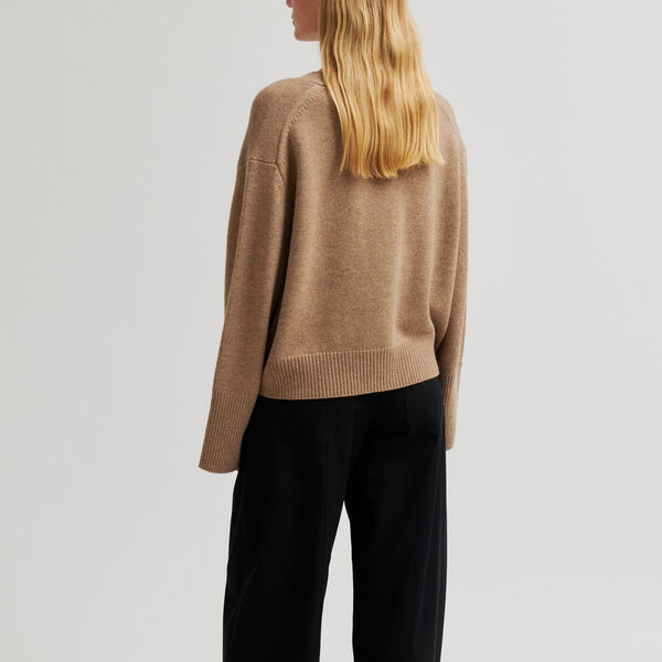 Alpha Knit Cardigan, camel melange Alpha Knit Cardigan, camel melange, Second Female