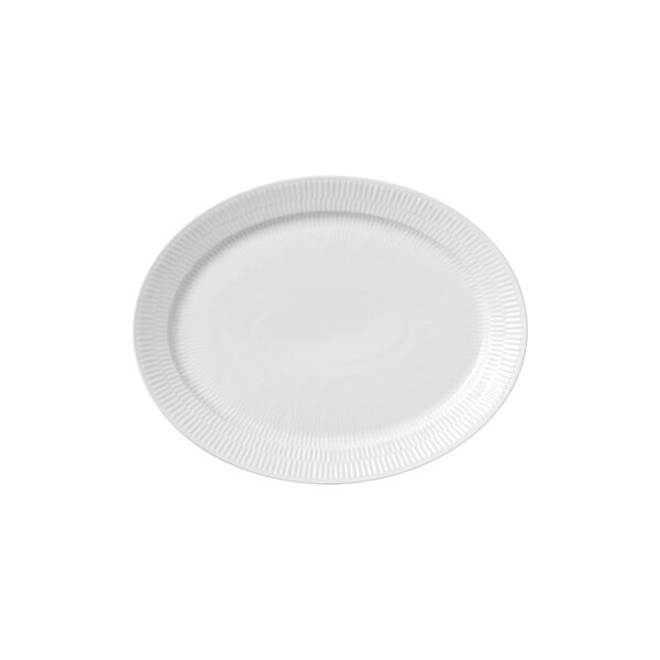 Hvid Riflet fad 35 cm, Royal Copenhagen