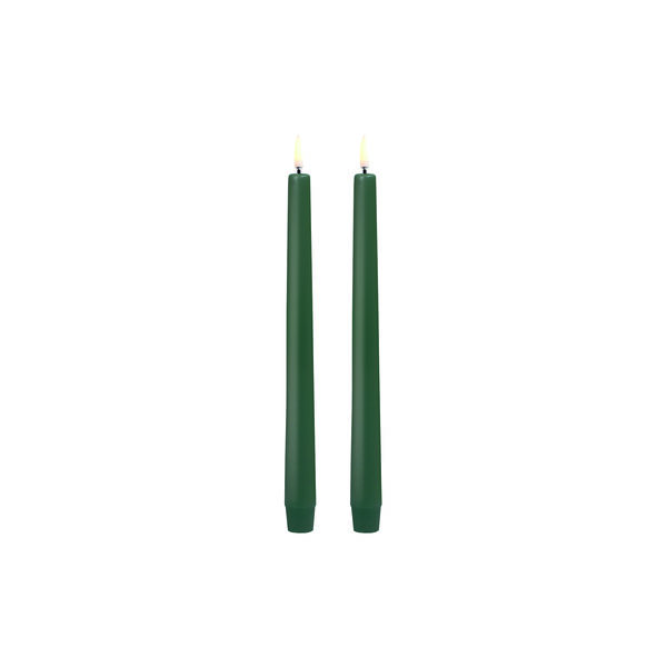 LED Classic Taper Candle 25 cm 2 pcs, olive green, Uyuni Lighting