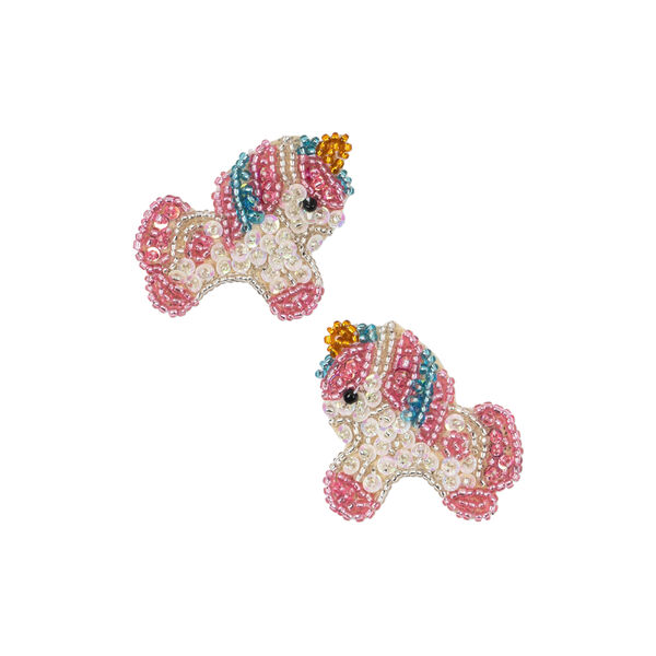 2 Pack Unicorn Beaded Hair Clips, unicorn, Konges Sløjd