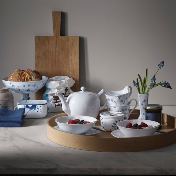 Hvid Riflet skål 35 cl, 2 stk, Royal Copenhagen