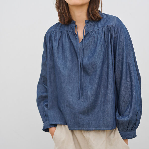 Joy Shirt, blue denim, CARE BY ME