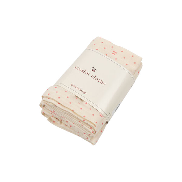 3 Pack Muslin Cloth, cherry dot, Konges Sl&oslash;jd