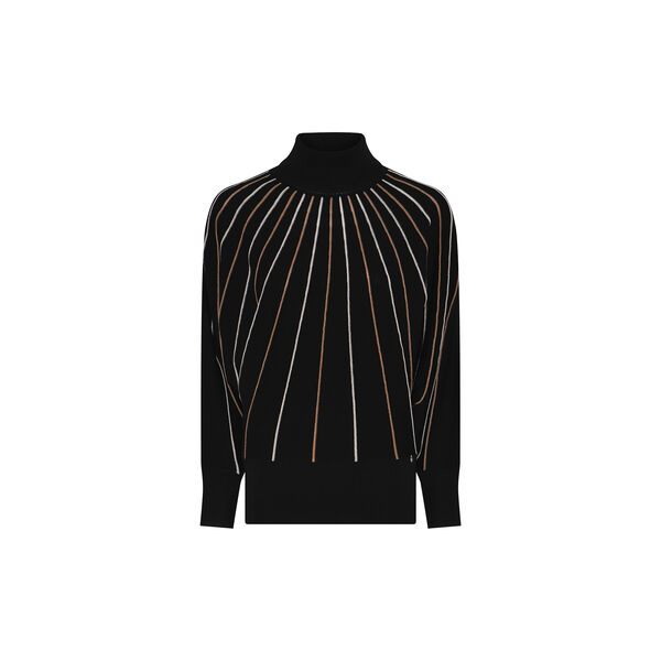 Jumper Pleat Effect Knit | Blk/Camel | Striktr&oslash;je, Micha