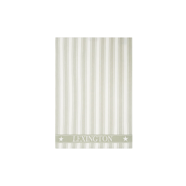 Icons Cotton Twill Waffle Striped Kitchen Towel, sage green/white, Lexington
