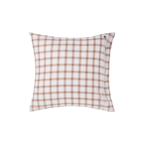Checked Pin Point Pillowcase | White/Fudge | Pudebetr&aelig;k, Lexington