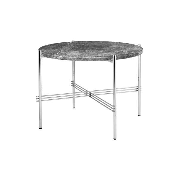 TS Coffee Table &Oslash;55, grey emperador marble/steel, GUBI