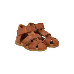 Sandal med dobbelt velcro, cognac, ANGULUS