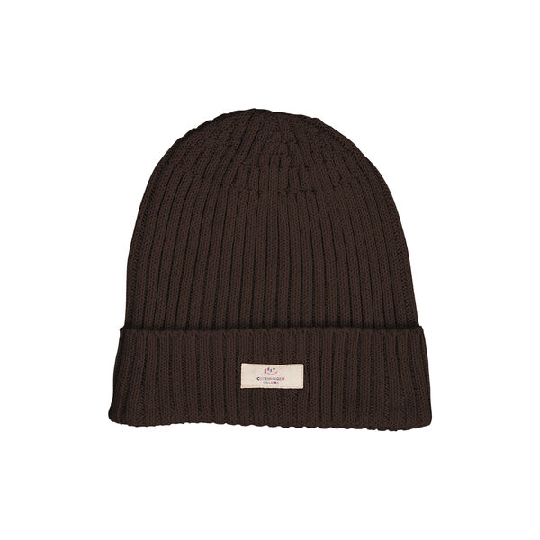 Cotton Knitted Classic Beanie, dark brown, Copenhagen Colors Organics