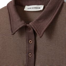CALISTASW RIB POLO T-SHIRT, brown striped, Sofie Schnoor