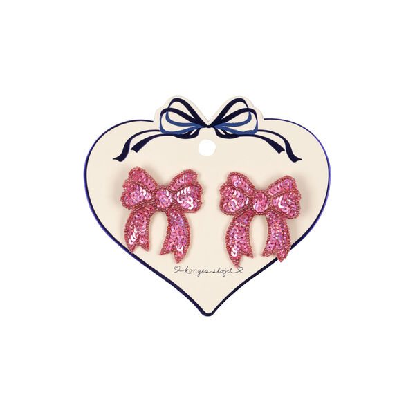 2 Pack Sequin Bow Hair Clip, rapture rose, Konges Sløjd