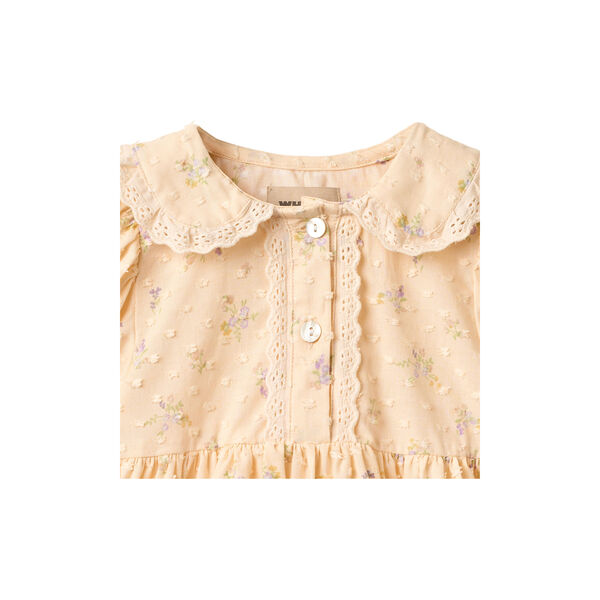 Dress S/S Adele, barely apricot flowers, Wheat