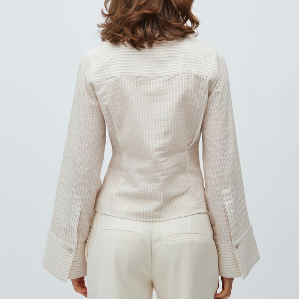 Kalanna-M Shirt, white feather grey stripe, mbyM