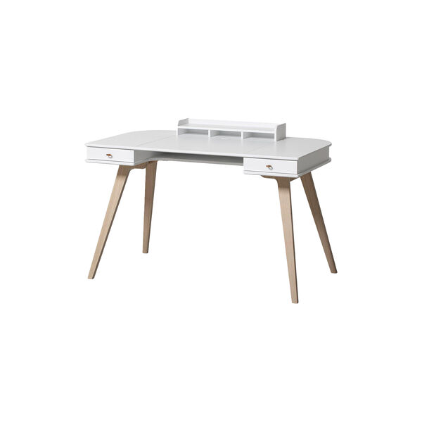 Wood skrivebord, hvid/eg | Oliver