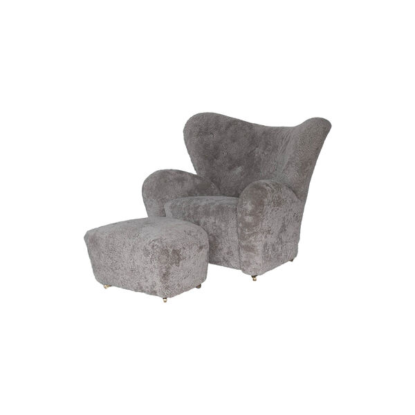 The Tired Man Lounge Chair & Ottoman, dark stained oak/green tea, Audo Copenhagen