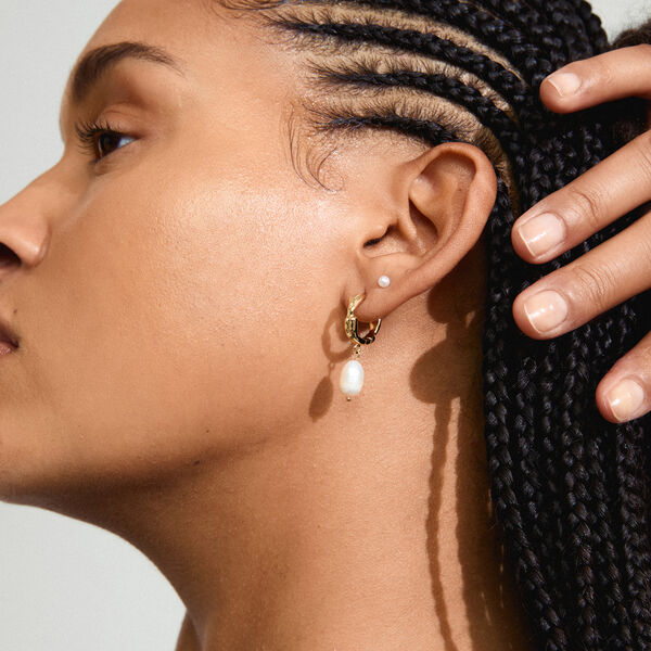 JONNE Pearl &Oslash;reringe 2 s&aelig;t, gold plated, Pilgrim