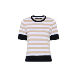 Cotton Nautical Stripe Knit, white/beach sand/navy, Micha