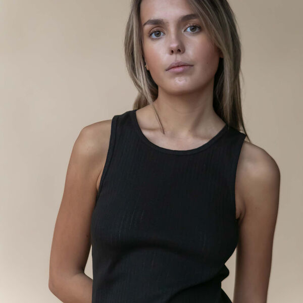 Irene pointelle top, black Irene pointelle top, black, Studio Feder