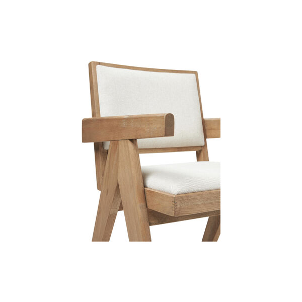 Sissi Dining Chair with Armrests, cream white/light oak, Westwing Collection
