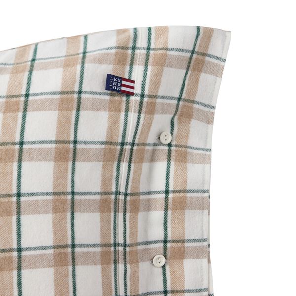 Checked Flannel Pillowcase, green/beige/white, Lexington