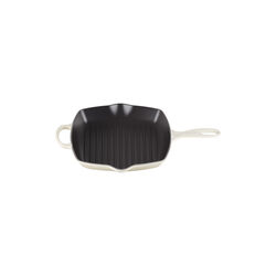 Signature st&oslash;bejern kvadratisk grillpande 26 cm, meringue, Le Creuset