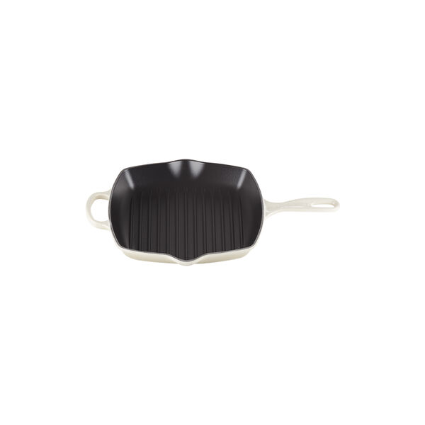 Signature st&oslash;bejern kvadratisk grillpande 26 cm, meringue, Le Creuset