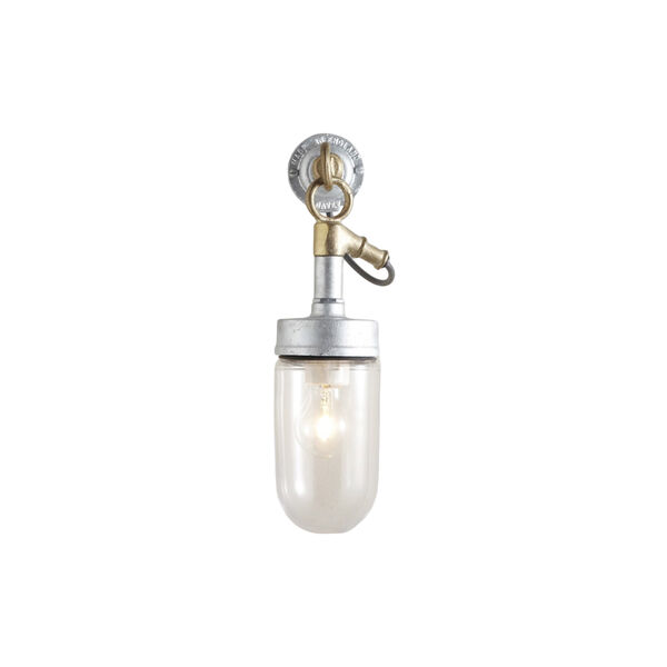 Well Glass Wall Light 7679, galvanised silver/clear, Original BTC