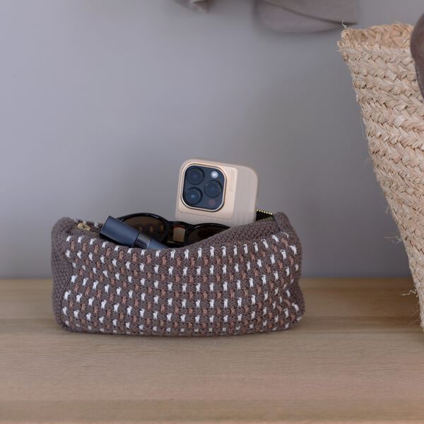 Strikket Clutch Multi, brown-beige_sugar, By LOHN