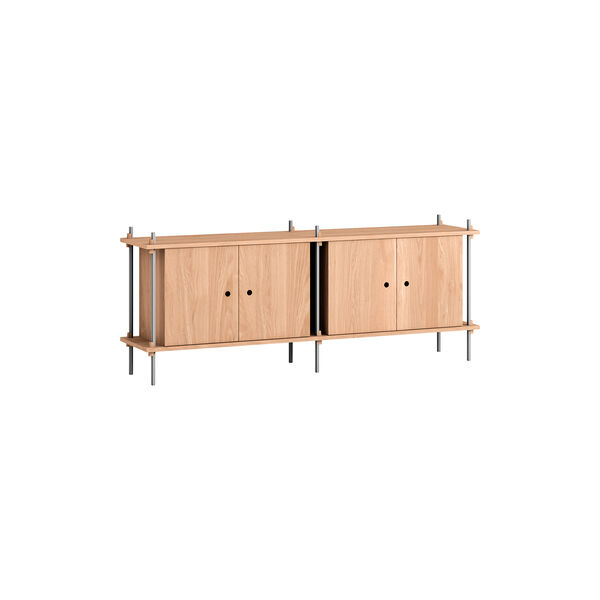 Shelving Sideboard, oak/stainless steel, MOEBE