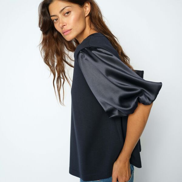 MMDuba O-SS Satin Sweatshirt, salute navy, MOS MOSH