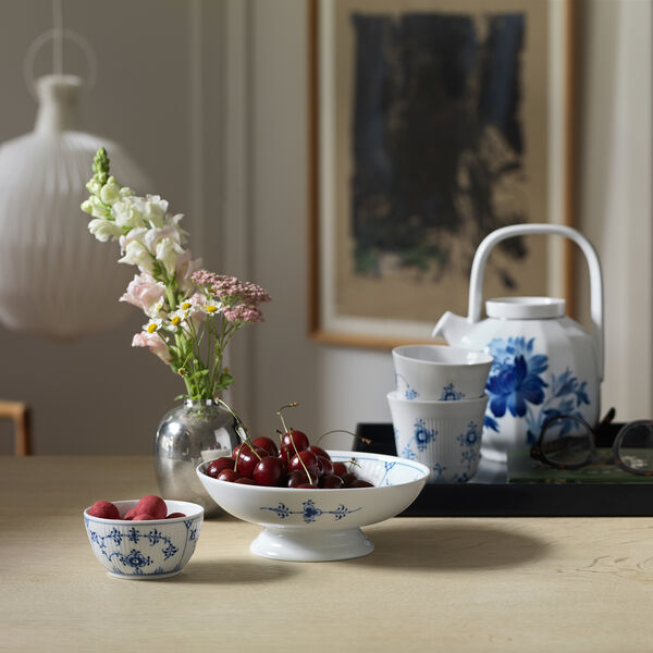 Musselmalet Riflet skål på fod 42 cl, Royal Copenhagen