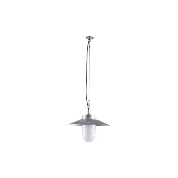 Well Glass Pendant With Visor 7680, galvanised silver/frosted, Original BTC