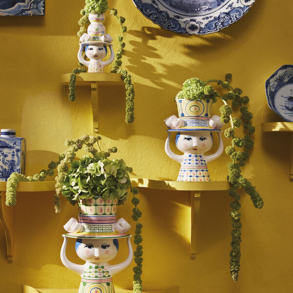 Lady with Hat vase, blå, Bjørn Wiinblad