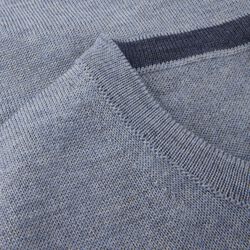 Sweater Knitted Crew Neck With Patch Merino Wool, light blue, Stenströms