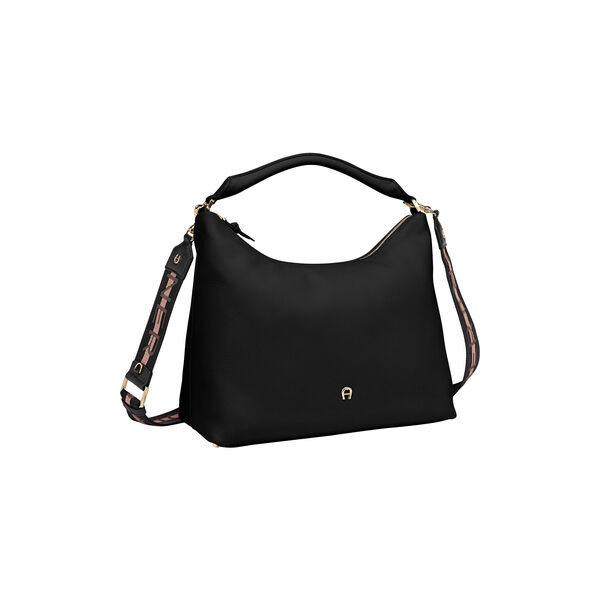 Zita Hobo Bag M, black coloured, Aigner