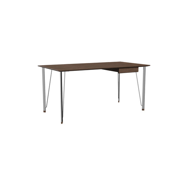 FH3605™ skrivebord med skuffe, walnut/chrome, Fritz Hansen