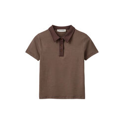 CALISTASW RIB POLO T-SHIRT, brown striped, Sofie Schnoor
