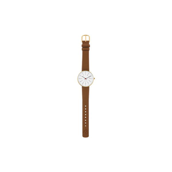 Bankers armb&aring;ndsur, white/gold/brown, Arne Jacobsen Watches
