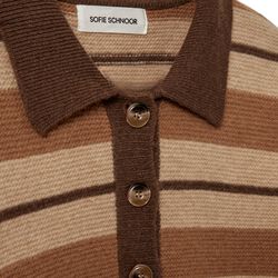 STORMASW STRIPED KNIT POLO, brown melange, Sofie Schnoor