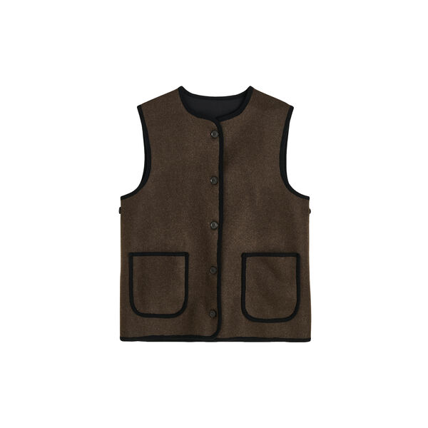 Meha Vest Loden, pure dark brown, Aiayu