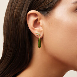 Treasure Drop Earrings, gold/moss green, Julie Sandlau