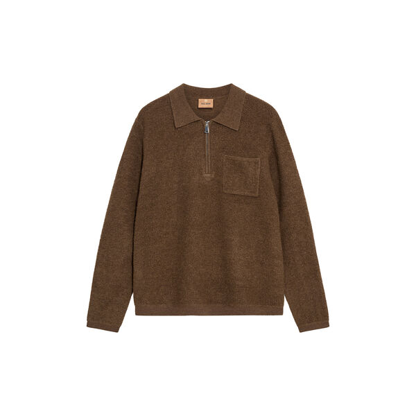 MMGRyan Soft Polo Zip Knit, toasted coconut, MOS MOSH Gallery