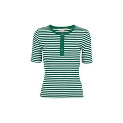 Ludmilla SS Stripe Granddad, abundant green/whisper white, Basic Apparel