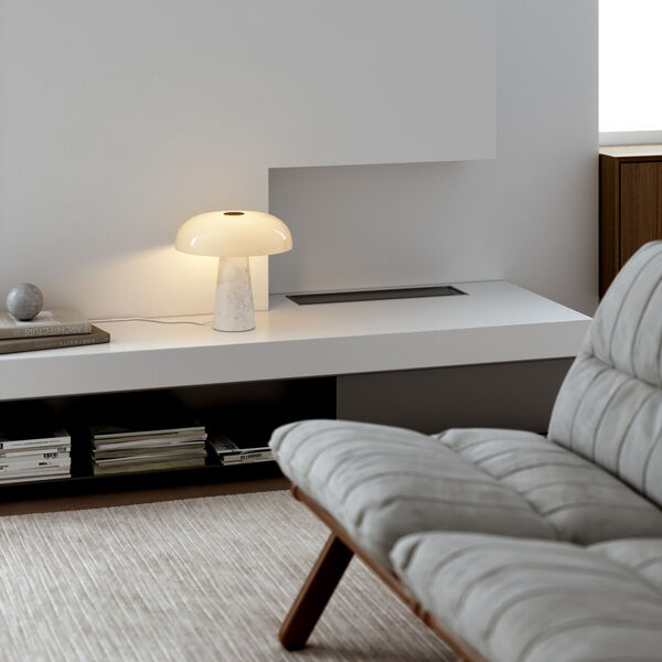 Glossy bordlampe, opal hvid, Design For The People