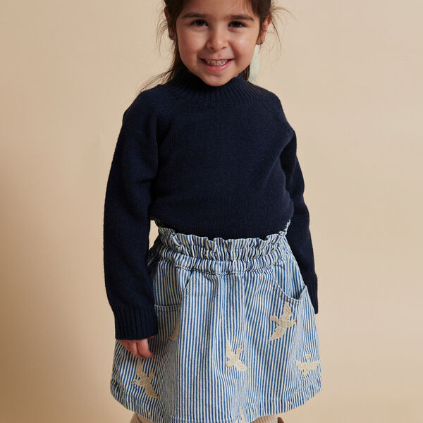 Y/D Twill Skirt w. Embroirdey, denim blue stripe Y/D Twill Skirt w. Embroirdey, denim blue stripe, Copenhagen Colors Organics