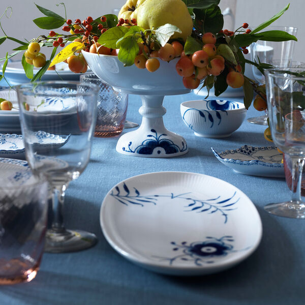 Blå Mega Riflet aflangt fad 37 cm, Royal Copenhagen