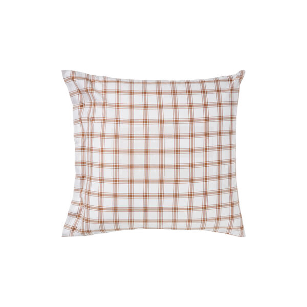 Checked Pin Point Pillowcase | White/Fudge | Pudebetr&aelig;k, Lexington