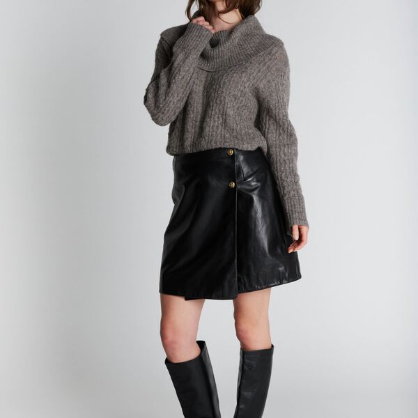 1034PBOKomi leather skirt, black, PBO