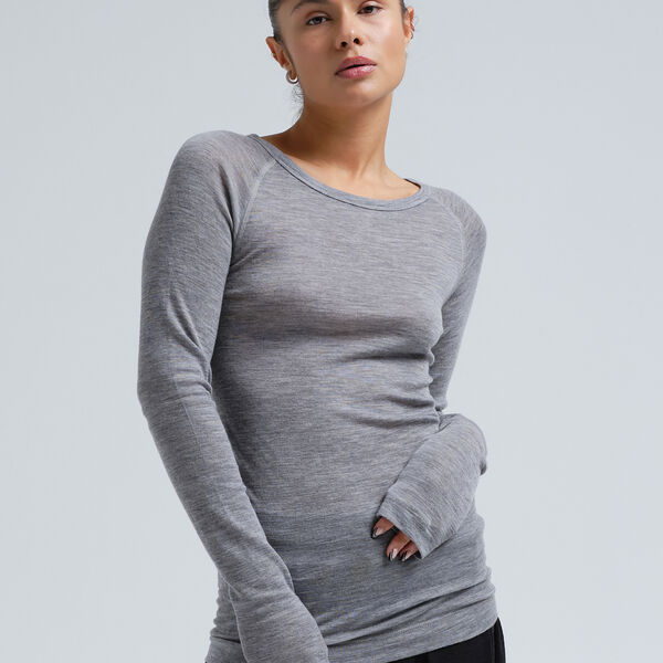 Jade Bluse, grey melange, Seamless Basic